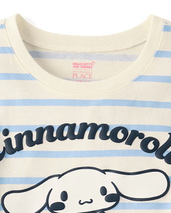 Girls Cinnamorollâ¢ Puff Print Striped Graphic Tee