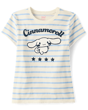 Girls Cinnamorollâ¢ Puff Print Striped Graphic Tee
