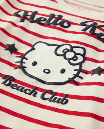 Girls Hello Kitty® Puff Print Beach Club Striped Graphic Tee
