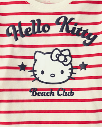 Girls Hello Kitty® Puff Print Beach Club Striped Graphic Tee