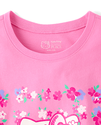 Girls Hello Kitty® Glitter Floral Graphic Tee