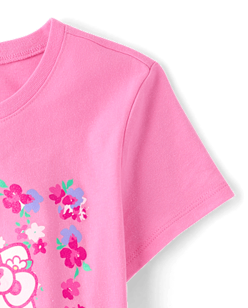 Girls Hello Kitty® Glitter Floral Graphic Tee