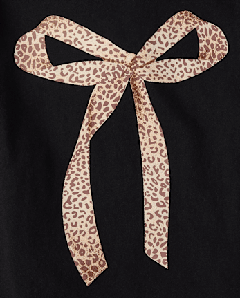 Girls Leopard Bow Graphic Tee
