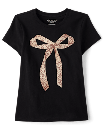 T-shirt graphique à nœud léopard pour fille