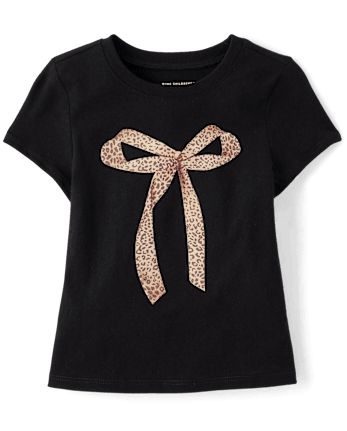 T-shirt graphique à nœud léopard pour bébé et petite fille