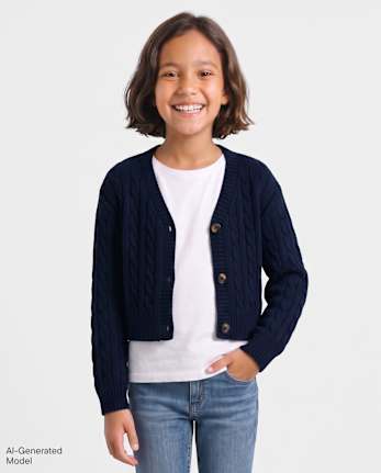 Gilet en maille torsadée pour fille - TIDAL