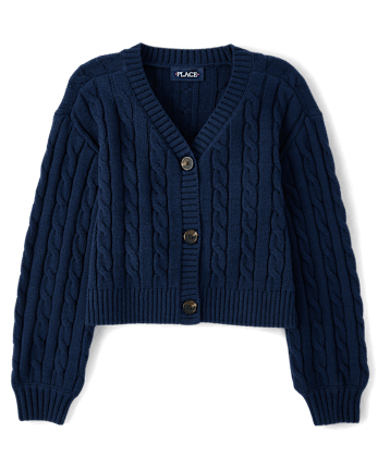 Girls Cable Knit Cardigan