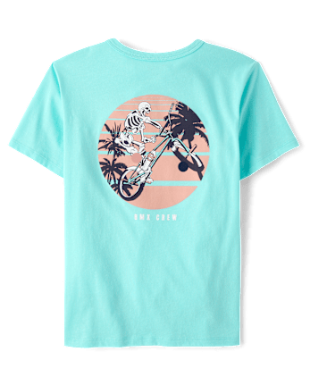 Boys Skeleton Front And Back Graphic Tee