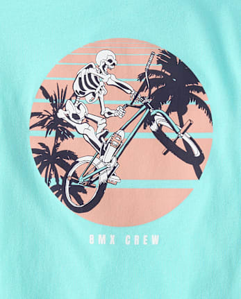 Boys Skeleton Front And Back Graphic Tee