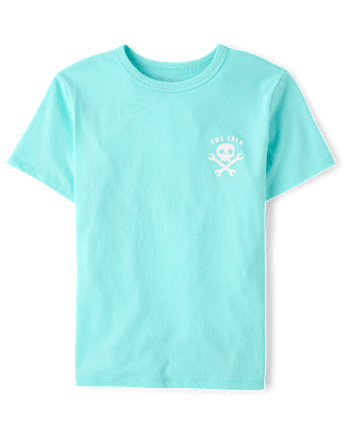 Boys Skeleton Front And Back Graphic Tee