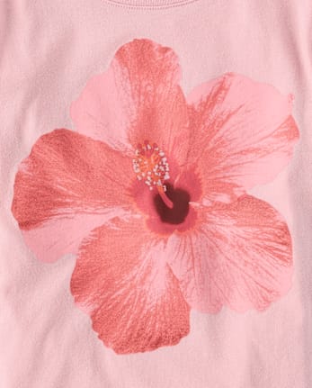 Girls Hibiscus Flower Graphic Tee