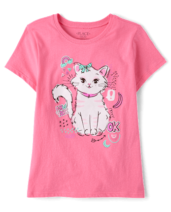 Girls Cat Graphic Tee
