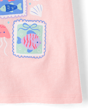 Baby And Toddler Girls Coastal Stamps Graphic Tee