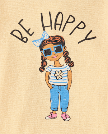 Baby And Toddler Girls Be Happy Graphic Tee