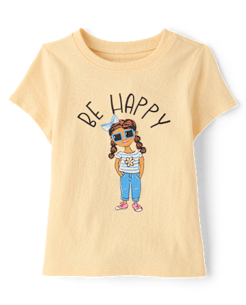 Baby And Toddler Girls Be Happy Graphic Tee