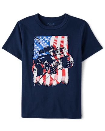 Boys Americana Monster Truck Graphic Tee