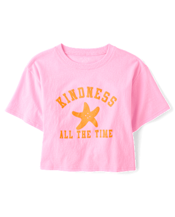 Girls Kindness Relaxed Cropped Graphic Tee