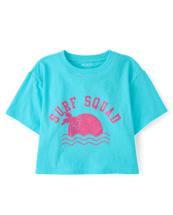 Girls Surf Squad Relaxed Cropped Graphic Tee