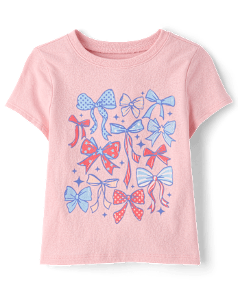 Baby And Toddler Girls Americana Bows Graphic Tee