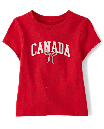 Baby And Toddler Girls Canada Bow Graphic Tee