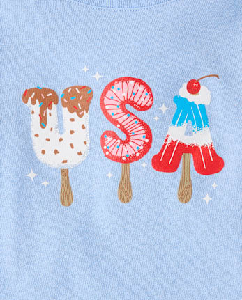 Baby And Toddler Girls USA Popsicle Graphic Tee
