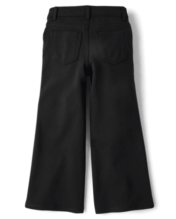 Girls Uniform Ponte Knit Pull On Wide Leg Pants