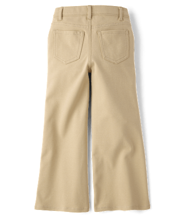 Girls Uniform Ponte Knit Pull On Wide Leg Pants