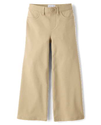 Girls Uniform Ponte Knit Pull On Wide Leg Pants