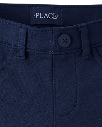 Girls Uniform Ponte Knit Pull On Wide Leg Pants