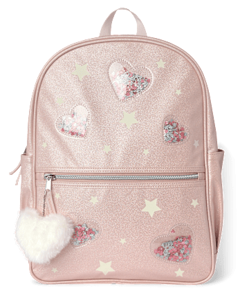Girls Shimmer Shakey Heart Backpack