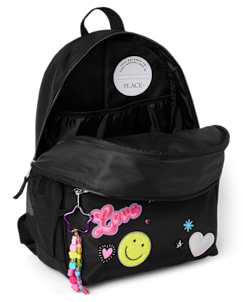 Girls Embroidered Patch Backpack