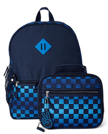 Boys Checkered Backpack 2-Piece Set