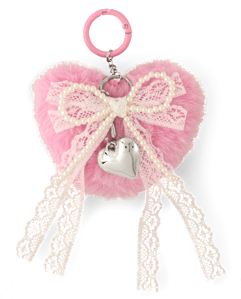 Girls Heart Plush Bag Charm