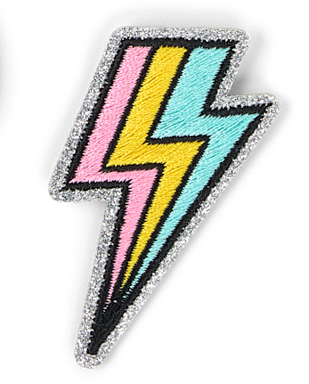 Girls Embroidered Lightning Bolt Patch 4-Pack