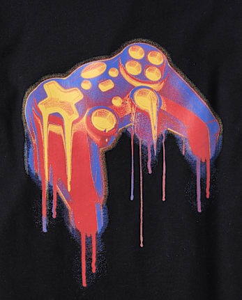 Boys Video Game Controller Drip Graphic Tee