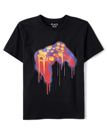 Boys Video Game Controller Drip Graphic Tee