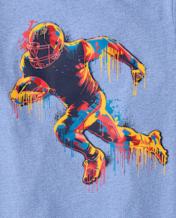 Boys Football Player Drip Graphic Tee