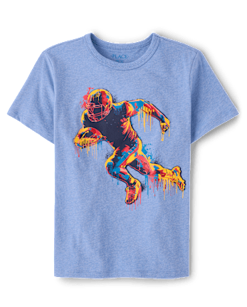 Boys Football Player Drip Graphic Tee