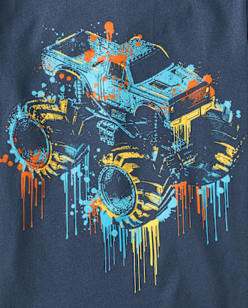 Boys Monster Truck Drip Graphic Tee