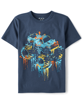 Boys Monster Truck Drip Graphic Tee