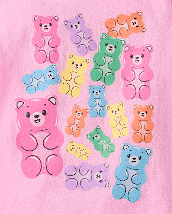 T-shirt graphique ourson bonbon pour bébés et petites filles