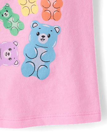 T-shirt graphique ourson bonbon pour bébés et petites filles