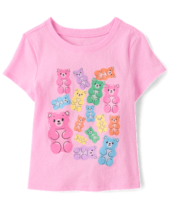 T-shirt graphique ourson bonbon pour bébés et petites filles