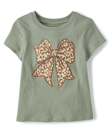 Baby And Toddler Girls Leopard Bow Graphic Tee