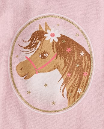 Baby And Toddler Girls Horse Graphic Tee