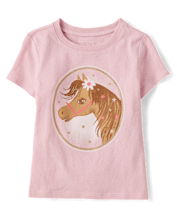 Baby And Toddler Girls Horse Graphic Tee