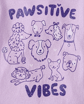 T-shirt graphique « Pawsitive Vibes » pour bébés et petites filles