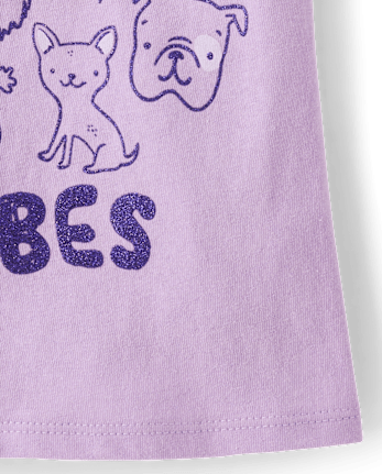 T-shirt graphique « Pawsitive Vibes » pour bébés et petites filles