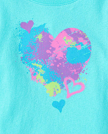 T-shirt à motif cœur et éclaboussures de peinture pour bébés et petites filles