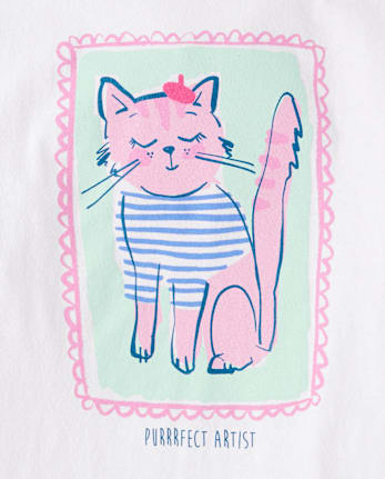 T-shirt graphique chat pour filles
